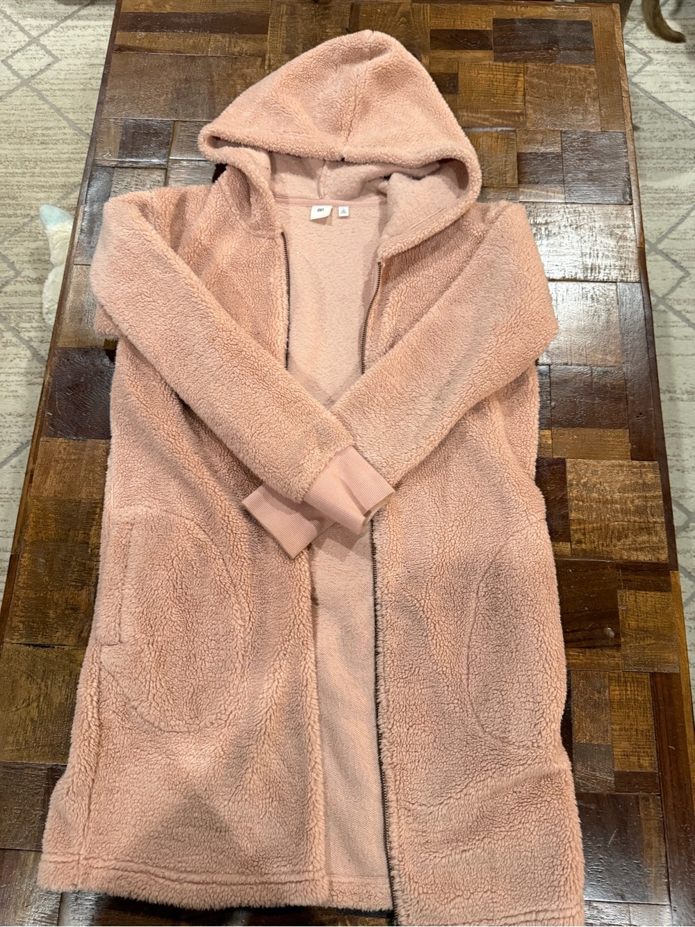 bp Plush Hooded Teddy Jacket in Blush Pink